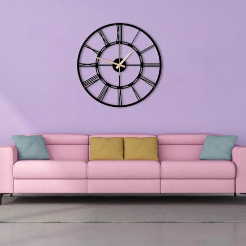 Image of Stylish Metal Wall Clock for Living Room, Bedroom, Office, Kitchen, Home and Hall | Antique Fancy Big Size Modern Wall Watch for Home Decor (DA-17, 60 CM)