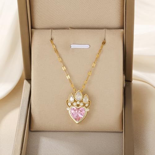 Collier Goutte d'eau Rose pour Filles en Acier Inoxydable Couronne - 4