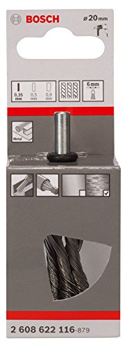 Bosch 1x PRO Steel Longlife Topfbürste, gezopfter Draht für 6‑mm-Zylinderschaft und Bohrer (Ø 19 mm, Professional Zubehör Bohrmaschine/Schrauber) (Packung mit 2)