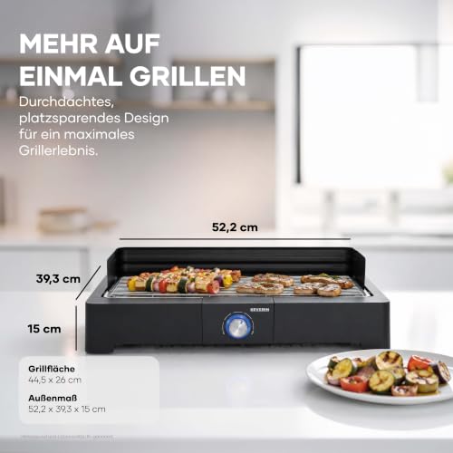 Foto von Severin Tischgrill mit Edelstahl-Grillrost für drinnen und draußen, Elektrogrill mit schnellem Grill-Start, Balkon Grill ohne Verbrennungsgefahr, Schwarz, PG 8565