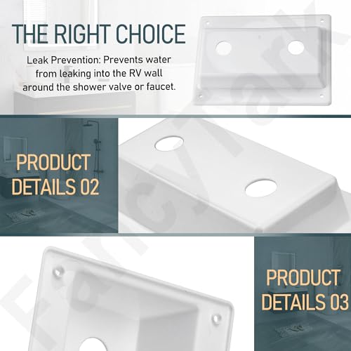 Image of RV Shower Faucet Bezel Stand Off Cover Plate - Durable ABS Bath Faucet Cover Replacement for Camper Trailer Motorhome, Prevents Leaking, Easy Installation (4 inch Hole Spacing)