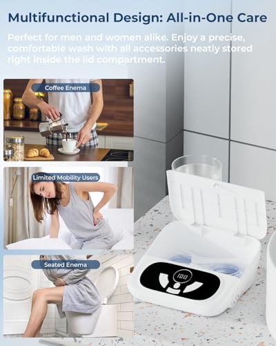 Enemas for Colon Cleanse Men and Women, Comfortable Home Wash Electric Enema Kit with UVc Storage Box, 1-100 Adjustable Pressure for Personal Care, 2 Spray Modes-18 Nozzles, External Water Supply — view 4