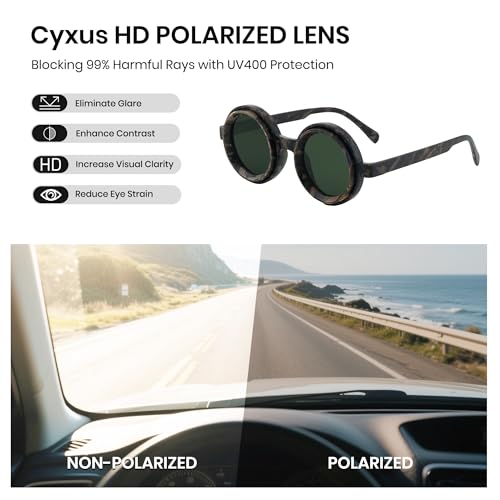 Cyxus Adjustable Tint Sunglasses 1-9 Gears Rounded Polarized Glasses with ND Filter Lenses Advanced ND Filter Lens Technology4