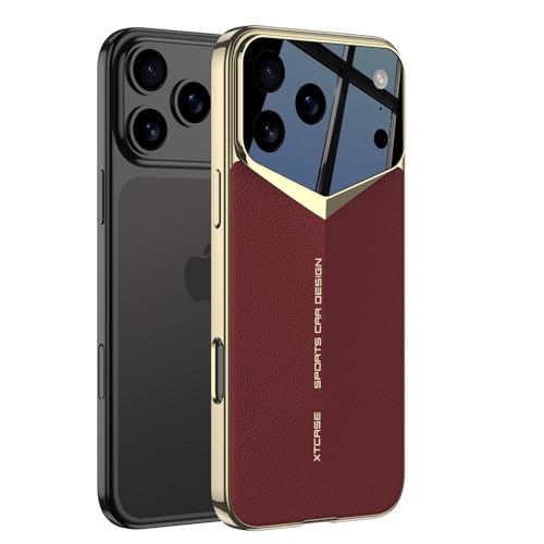 Coque iPhone 17 Pro antichoc avec dos cuir galvanisé couleur Goldred