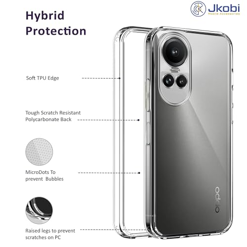 Image of Jkobi Back Cover for Oppo Reno 10 5G | Oppo Reno 10 Pro 5G (Silicone with Camera Protection | Soft and Flexible | Transparent)