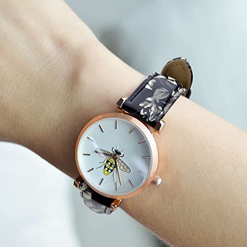 WOCCI Kwiatowy pasek do zegarka, pasek do zegarka z prawdziwej skóry z szybkim zapięciem, metalowa klamra ze stali nierdzewnej, 18 mm, 20 mm, 22 mm, 20mm, Pasek