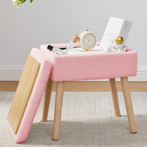 BRIAN & DANY Vanity Stool, Sherpa Vanity Stool Chair with