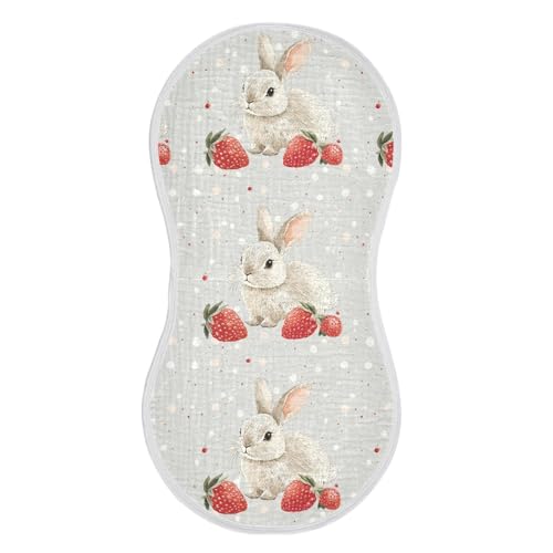 vvfelixl Baby Burp Cloths Rabbit Strawberries Baby Newborn Cotton Burping Cloths Set Babys Washcloths 4 Pack
