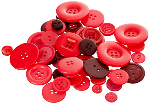 Papermania 250 g Assorted Button Pack, Red, 250gm