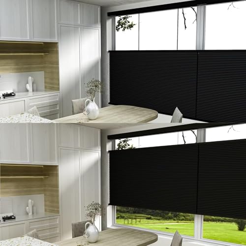 MYshade Top Down Bottom Up（TDBU） Cellular Shades, 1.5 inch Cordless Blackout Honeycomb Pleated Blinds for Windows Home Bedroom Office, Light Control, Thermal Insulated,(33.5" W x 72" H,Black by MYshade - Image 4