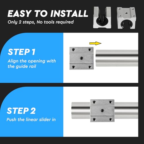 SWAWIS 4 Stück Öffnen Linearkugellager Gleitblock, SBR12UU Aluminiumlegierung Linear Kugellager, 12mm Linearlager Stehlagers für Linearschiene Maschinen Elektronische Geräte CNC