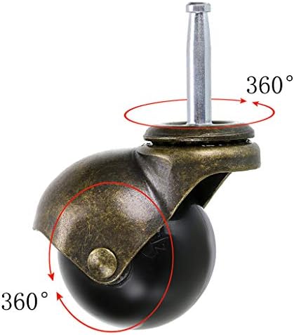 Skelang 50mm Stem Castor Wheels, Ball Castors with Sockets, Antique Swivel Castors, Replacement for Furniture, Sofa, Chair, Cabinet, Pack of 4
