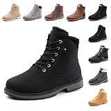 Hitmars Winterstiefel Herren Winterschuhe Damen Gefüttert Bequeme Kurzschaft Stiefel Damen Stiefeletten Warme Schneestiefel Outdoor Wandern Schwarz 44 EU