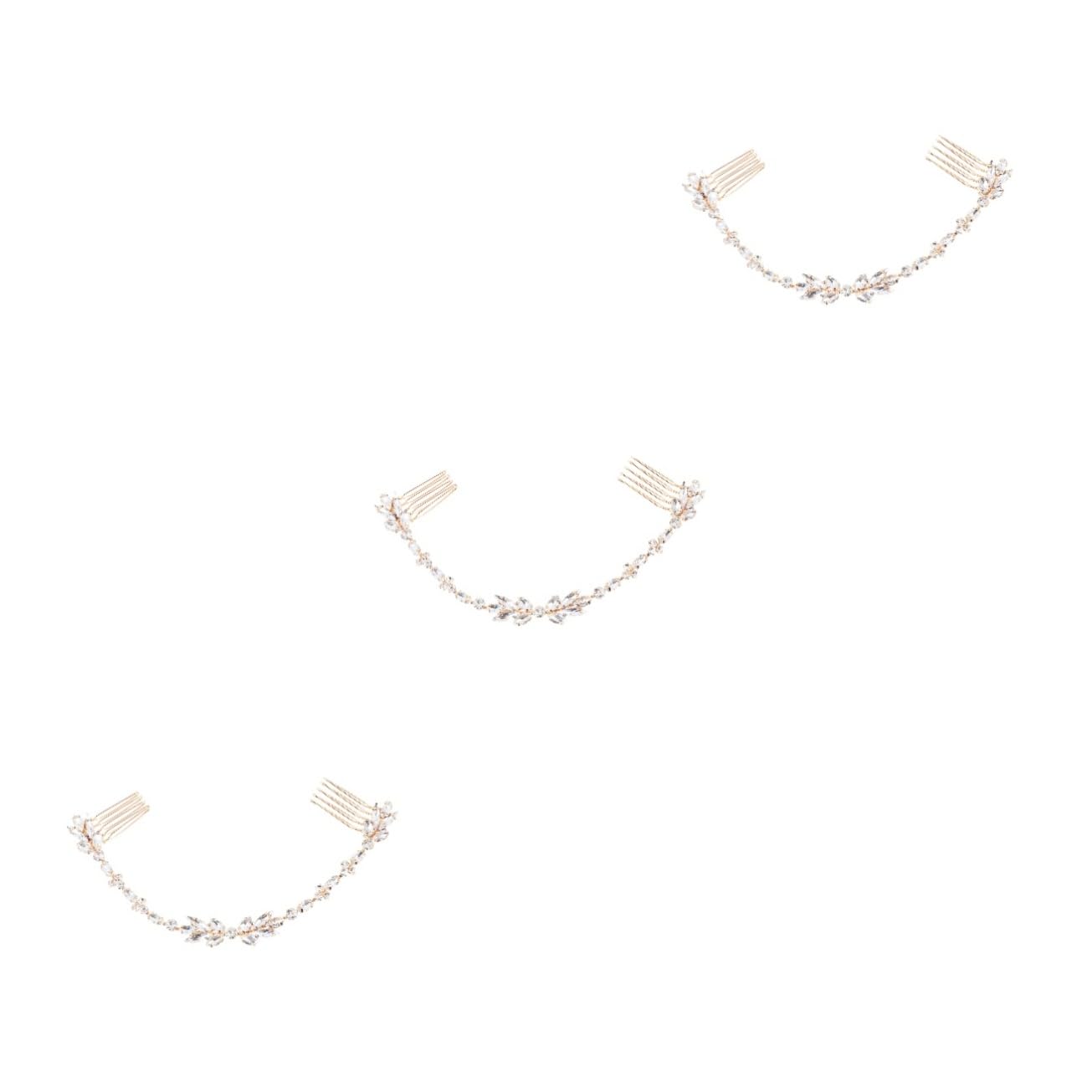 FRCOLOR 3 piezas peine nupcial tocado damas diademas reposapiés para pedicura decoraciones lametta rosa brillo peines para mujeres boda diamantes de imitación modelado bollos