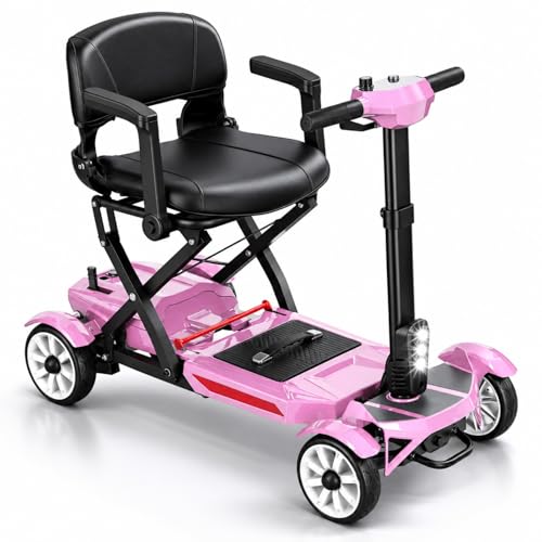 Mbxcooter M4F Lightweight Mobility Scooter for Seniors & Adults, 4-Wheel Foldable Mobility Scooter 52lb, Airline Approved Portable Scooter with Removable Battery,Shock-Absorber 300lb Capacit