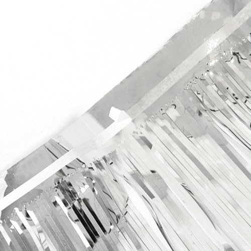 Image of Parade Float Decorations - Silver Fringe Banners & Garlands, 11.8 in x 9.8 ft, 4 Pack
