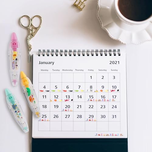 NQEUEPN 12 Stück Dekorativer Klebebandstift, Niedliche Tiere Drucktyp Dekorativer Stift Heimwerken Kreativ Cartoon-Korrekturband für Jungen Mädchen Geschenk Lehrer Klassenbelohnungen (12 Themen)