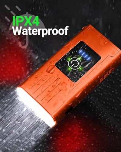 Victoper Orange Bike Light, High Lumens Super Bright Bike Lights, 6+4 Modes USB Rechargeable Bicycle Headlight & Taillight Set, Waterproof Safety Bikes Front & Rear Lights for Road, Night Riding