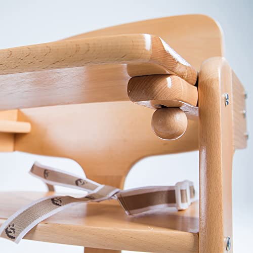roba Treppenhochstuhl Kid Up - Essbrett abnehmbar - Mitwachsender Hochstuhl für Babys und Kinder - mit 3 Punkte Gurt - Holz natur