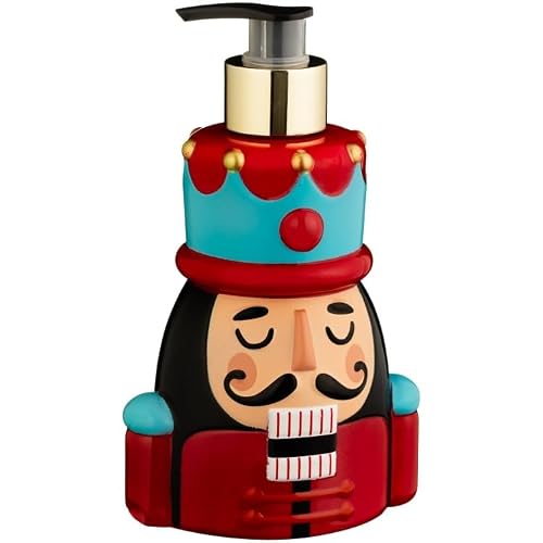 Christmas Refillable Soap Dispensers, Nutcrackers Pump Dispenser, Christmas Bathroom Accessories, 350ml Hand Lotion Dispenser for Kitchen Sink or Bathroom Countertop