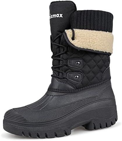 Knixmax Outdoor Women's Snow Boots Waterproof Warm Winter Boots Insulation Fashion Anti-Slip Ladies Boots Black 6