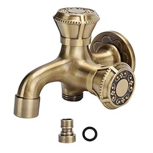 G1 / 2 dubbele waterkraan, antiek messing warm- en koudwaterkraan, voor wandgemonteerde badkamer keuken