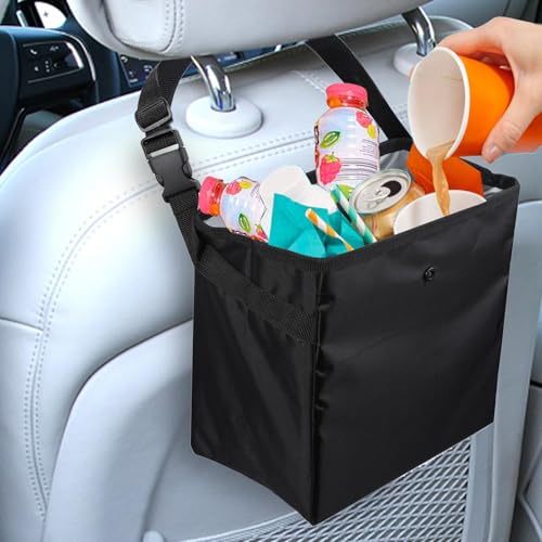 Papelera de coche impermeable con correa ajustable para evitar derrames de líquidos 3
