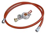 Gasdruckregler 50mbar, Unbekannt Gasschlauch Druckminderer Regler Manometer 50mbar Propangasschlauch 3 Größen (Schlauch150cm+Regler mit Manometer)