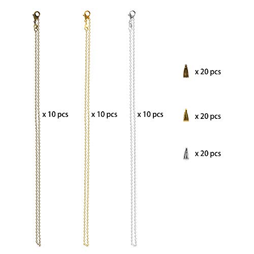 Pp Opount 30 Pack Necklace Chains In Gold, 18 Inch Silver And Bronze Plated, Bulk Cable Chain With Pinch Clasp Bails Dangle Charms For Jewelry Making #TOP1
