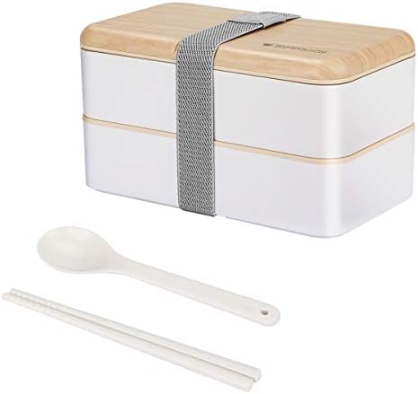 Zwini Lunch Box 2 Tiers Bento Box 1200ML Food Container Microwave Dishwasher Safe Bento Lunch Box with Cutlery Set for Adult, Kids and Student (Lunch Box)