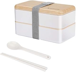 Zwini Lunch Box 2 Tiers Bento Box 1200ML Food Container Microwave Dishwasher Safe Bento Lunch Box with Cutlery Set for Adult, Kids and Student (Lunch Box)