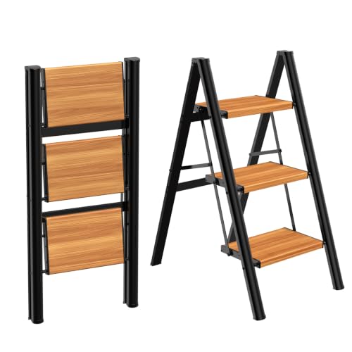 HBTower 3 Step Ladder, 330 lbs Aluminum Folding Stool