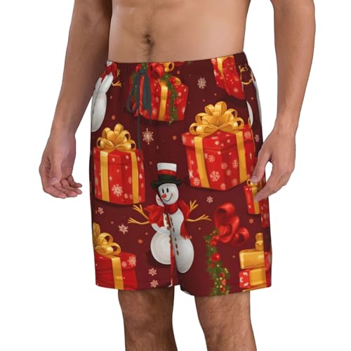 Merry Christmas Snowman Print Stylish Beach Shorts Swim Trunks Lightweight Breathable Summer Outdoor Activities2