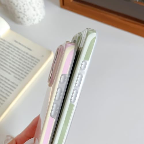 Yeddabox for iPhone 16 Pro Case with Magsafe Cute Striped Phone Case Soft TPU Slim Shockproof Phone Cover for Women Girls, Pink and Yellow by Yeddabox - Used condition - Image 4