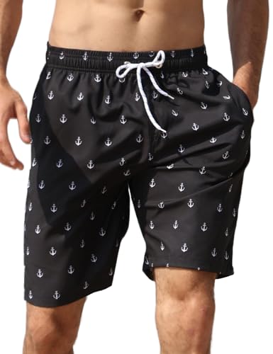 APTRO Men's Swim Trunks Swimming Shorts Board Shorts Quick Dry Beach Shorts Big and Tall Swim Shorts Black MK106 S