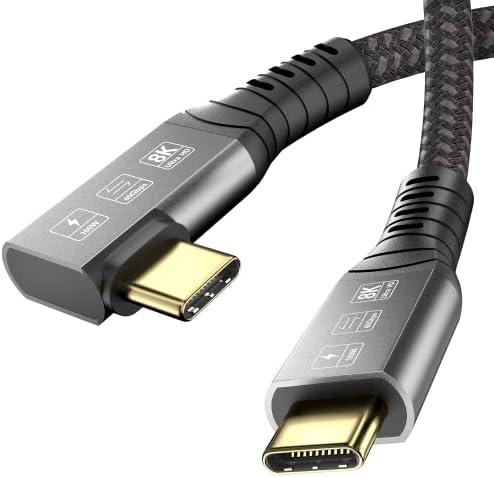 CableDeconn USB4 8K Cable 1.2M Thunderbolt 4 Compatible USB 4 Type-c Extension Cable Ultra HD 8K@60Hz 100W Charging 40Gbps Data Compatible with External SSD eGPU 1xBend 1x Straight