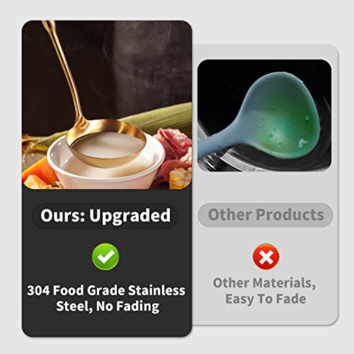 Newness Soup Ladle, [Rustproof, Heat Resistance, Integral Forming] Durable 304 Stainless Steel Soup Spoon with Vacuum Ergonomic Round Handle, Cooking Spoon for Kitchen, 13.7 Inches, Gold by Newness Focus on Stainless Steel - Image 2