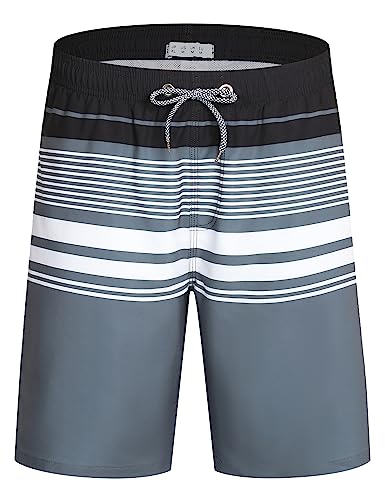 BOJIN Mens Swim Trunks 9" Quick Dry Stretch Swim Shorts Mesh Lining Bathing Suits Swimwear Beach Shorts with Pockets2