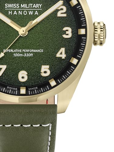 Image of Swiss Military Hanowa SMWGA0001550 Airman First Class - Swiss Made Round Olive Watch for Men