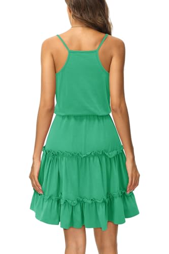 Image of Newshows Women's Summer Casual Dress Cute A Line Ruffle Hem Flattering Fit Beach Vacation Sundress
