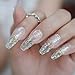 CoolNail Iridescent Paillette Press on False Nails Extra Long Ballerina Coffin Manicure Fake Nail Tip Daily Office Salon Finger Easy Wear
