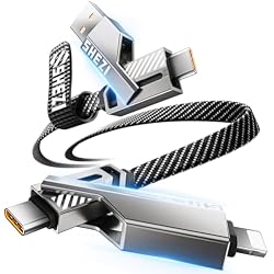 SHEZI [Apple MFi Certified 4-in-1 USB C Cable 60W 3FT Fast Charging Cords | [480Mbps Data Transfer] Flat Nylon Braided Charger Cord, USB C/A to C/L Multi Charge Cable for iPhone/iPad & Most Devices