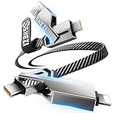 SHEZI [Upgraded 2.0] 4-in-1 USB C Cable 60W 3FT Fast Charging [480Mbps Data Transfer] Flat Nylon Braided Charger Cord Combo, USB A/C to C/L Multi Charge Cable for iPhone/iPad & Most Devices, Grey