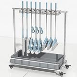 Soporte para escobas y fregonas, estante de almacenamiento vertical para suministros de limpieza, carrito de limpieza, estación de limpieza, estante de utilidad para el hogar y la oficina