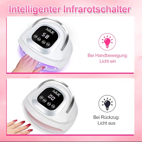 268W UV Lampe für Gelnägel, ARCWEISSO UV Lampe Nägel mit 4 Timer, 60 LEDS, LCD Display, Smart Sensor,Premium UV Lampe für Alle UV Gel Nagellack, Ideal für Anfänger und Profis (Klein)