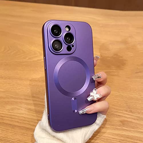 Coque iPhone 14 violet mat avec charge magnétique