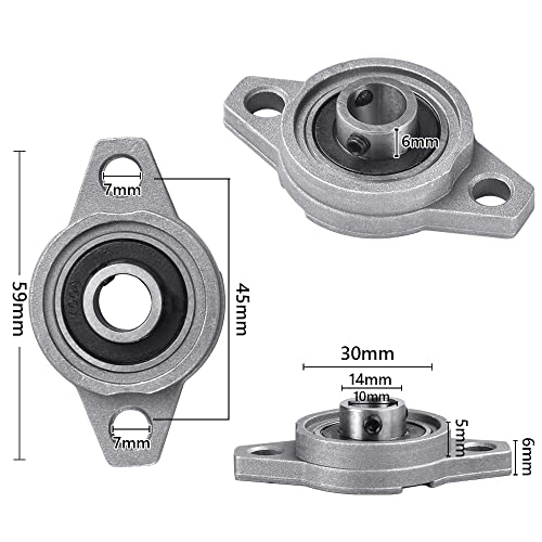 Miniatura 2 de 6 Uds Cojinetes Brida Kfl000 10 Mm Aleación Zinc Autoalineable Bajo Ruido