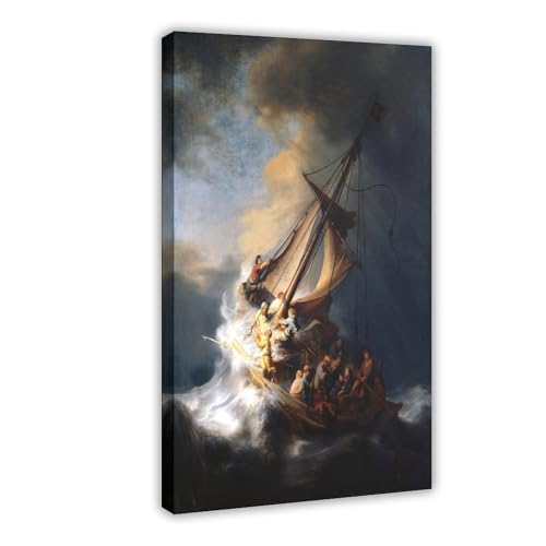 Christ dans la tempête sur la mer de Galilée Rembrandt Impression toile salon 61cm