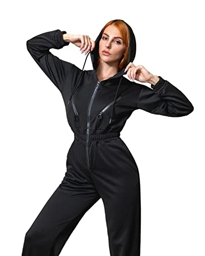 Onesies For Women Jumpsuit With Hood One Piece Set Outfit Elastic Waist Jumpsuit Tracksuit Solid Color Hoodies Sports Casual Zip-Up Hoodie Womens Casual Long Sleeve Jumpsuits One Piece Outfit #TOP2