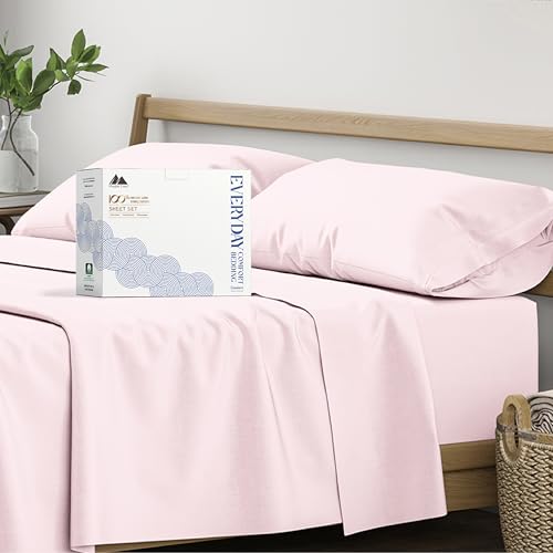 Image of Mayfair Linen Organic Cotton Sheets Twin XL Size, 16 inch Deep Pocket, Blush